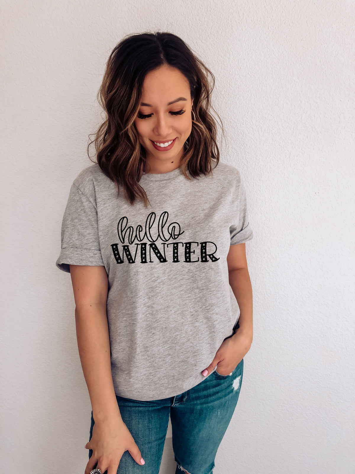 Hello winter BLACK (SNOWFLAKES)