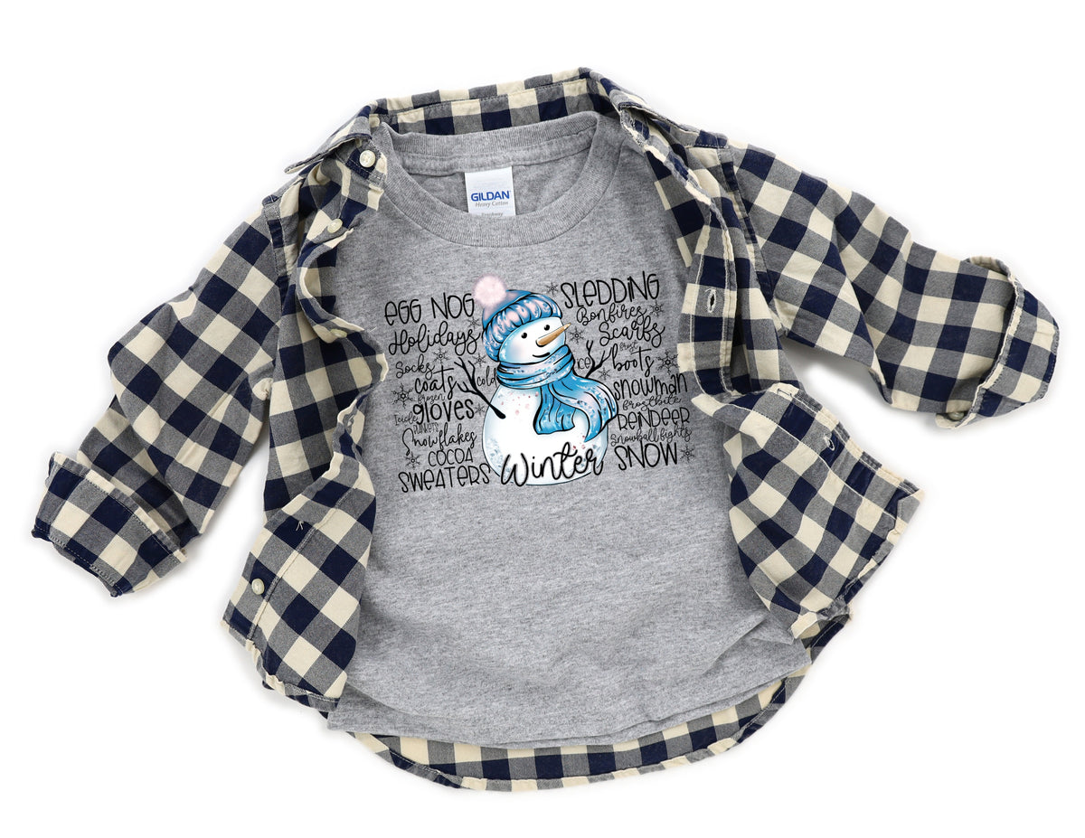 INFANT snowman wintery words HIGH HEAT screen print transfer
