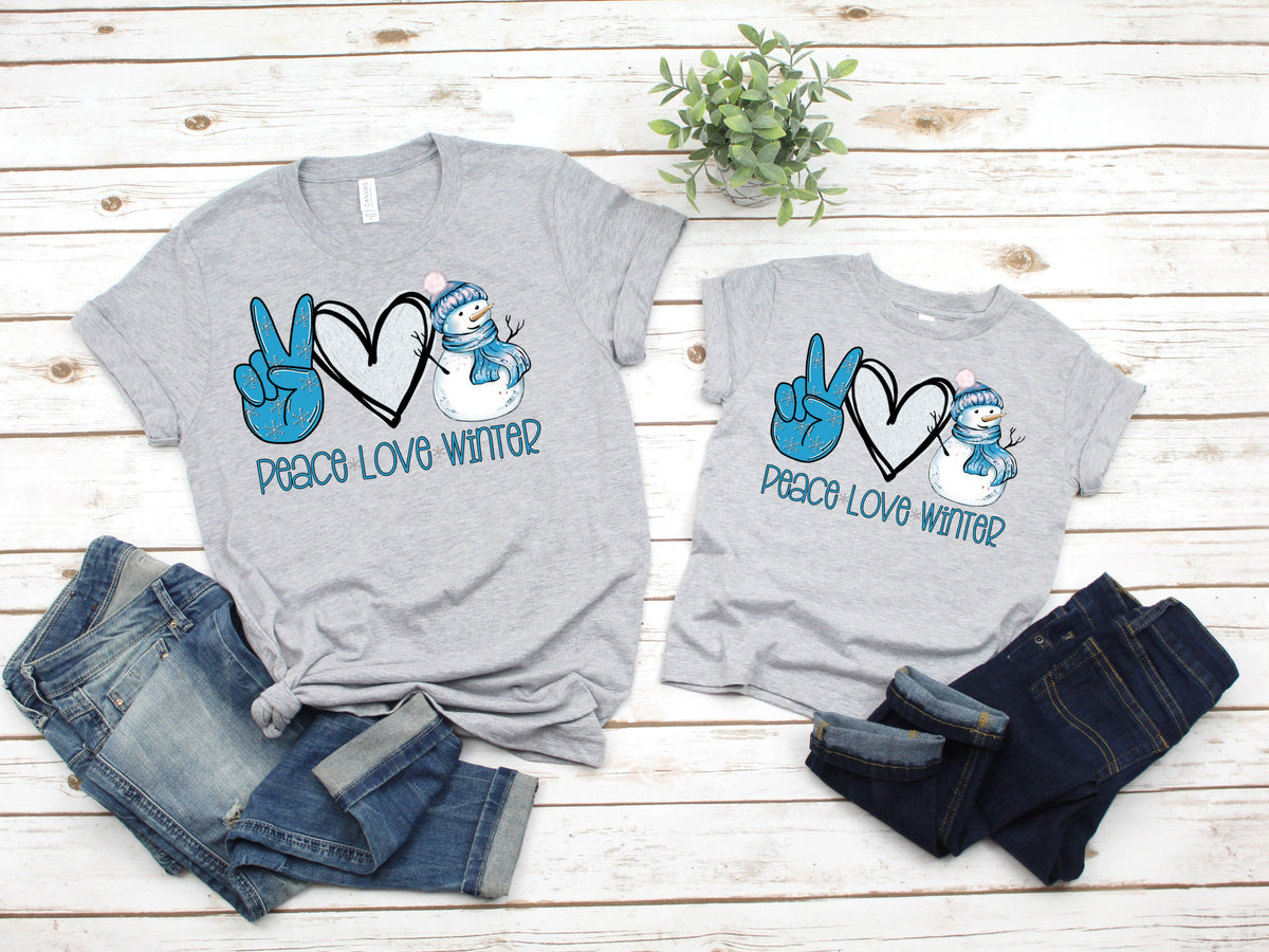ADULT Peace love winter HIGH HEAT screen print transfer