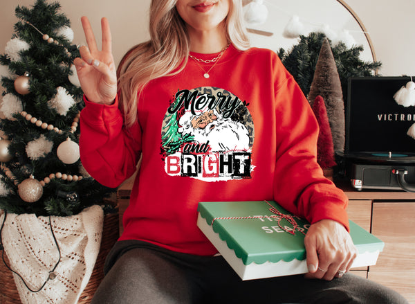 Merry and bright (Santa and leopard circle) HIGH HEAT screen print transfer