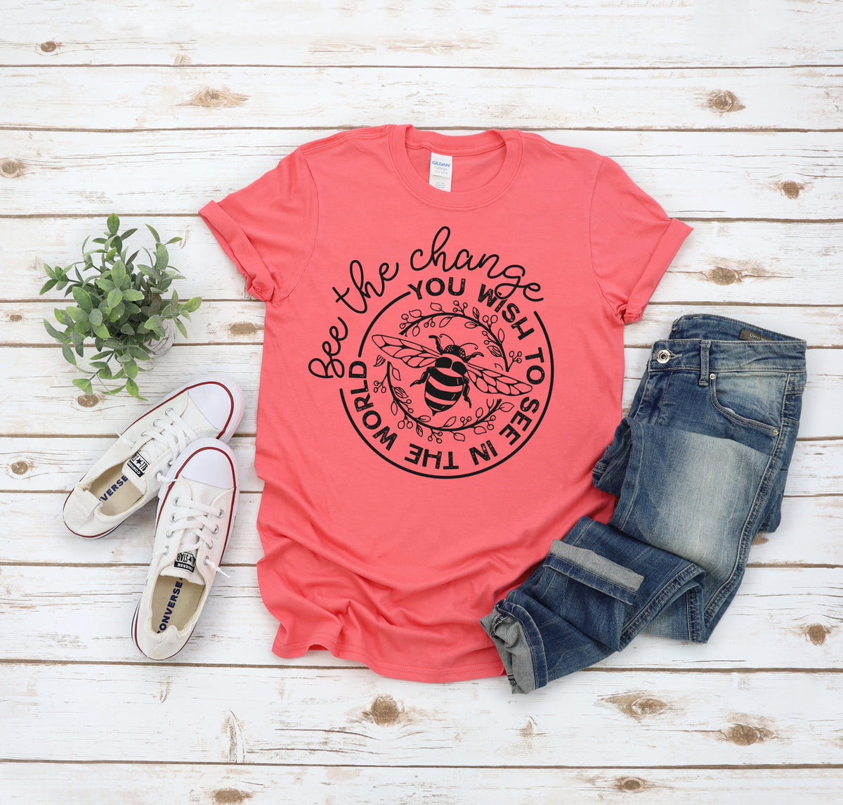 Bee the change you wish to see in the world screen print transfer