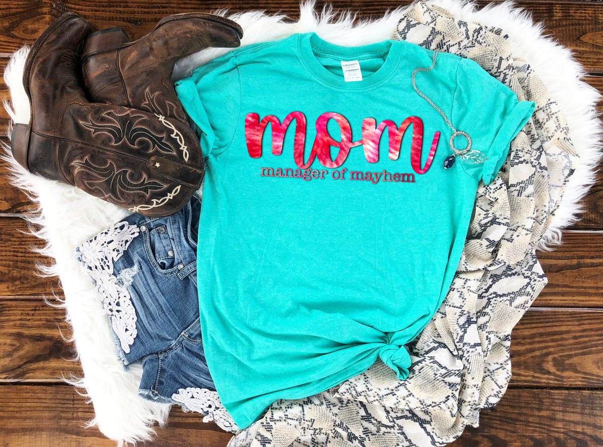 Mom manager of mayhem HIGH HEAT screen print transfer