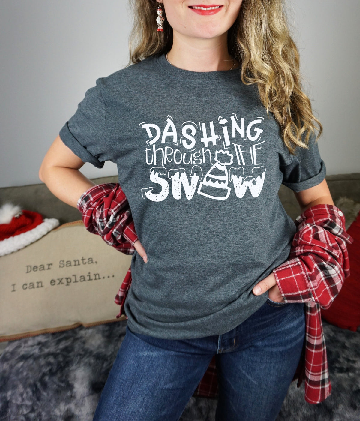 Dashing through the snow WHITE screen print transfer