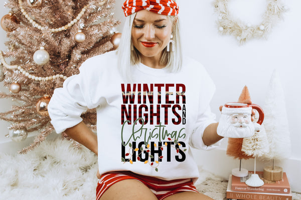 Winter nights and Christmas lights HIGH HEAT screen print transfer