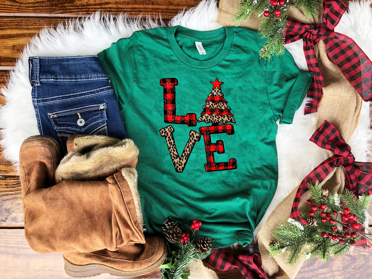 Love Christmas tree HIGH HEAT screen print transfer