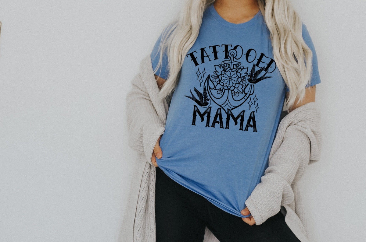 Tattooed mama BLACK screen print transfer