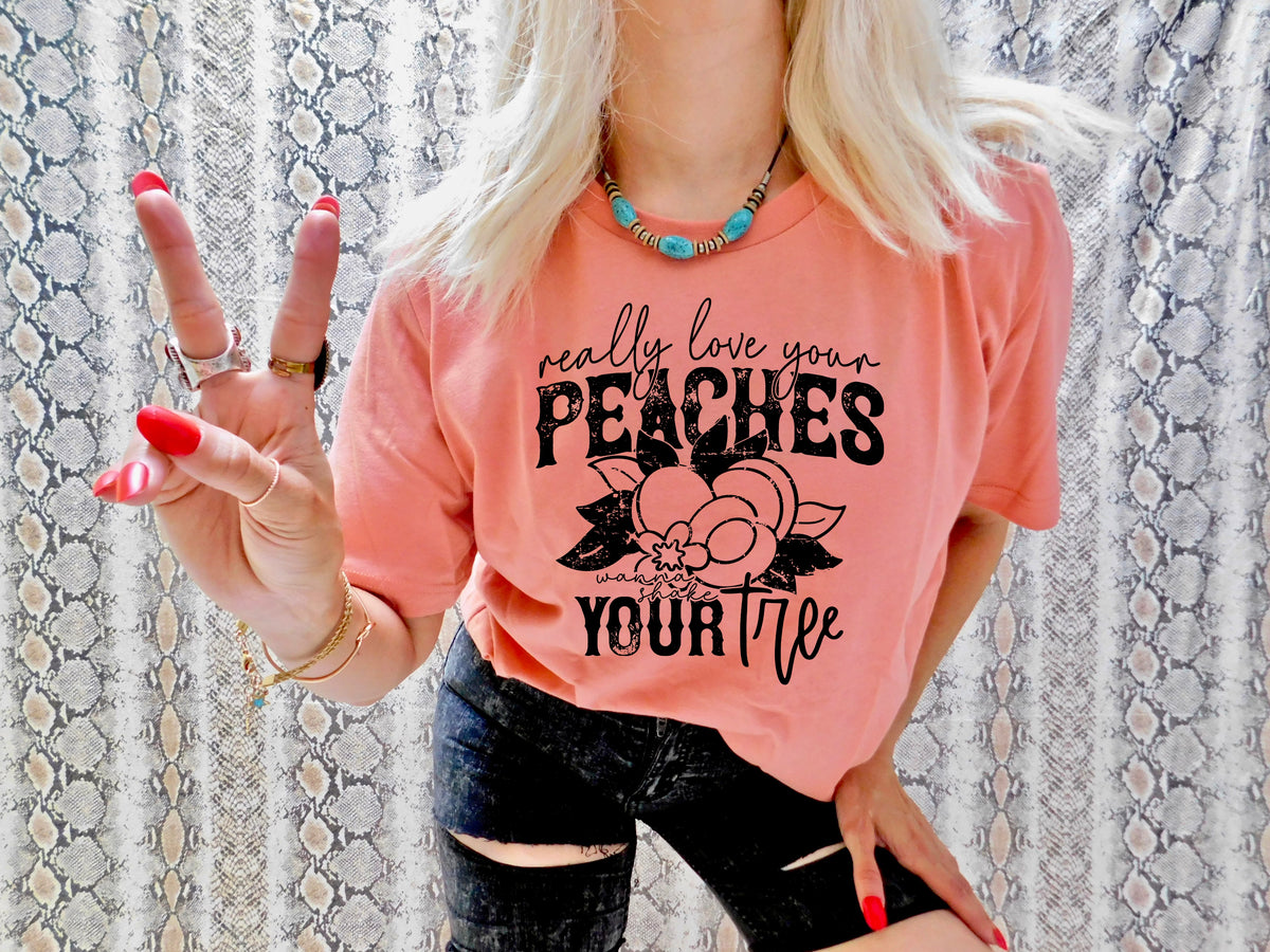 Really love your peaches BLACK screen print transfer