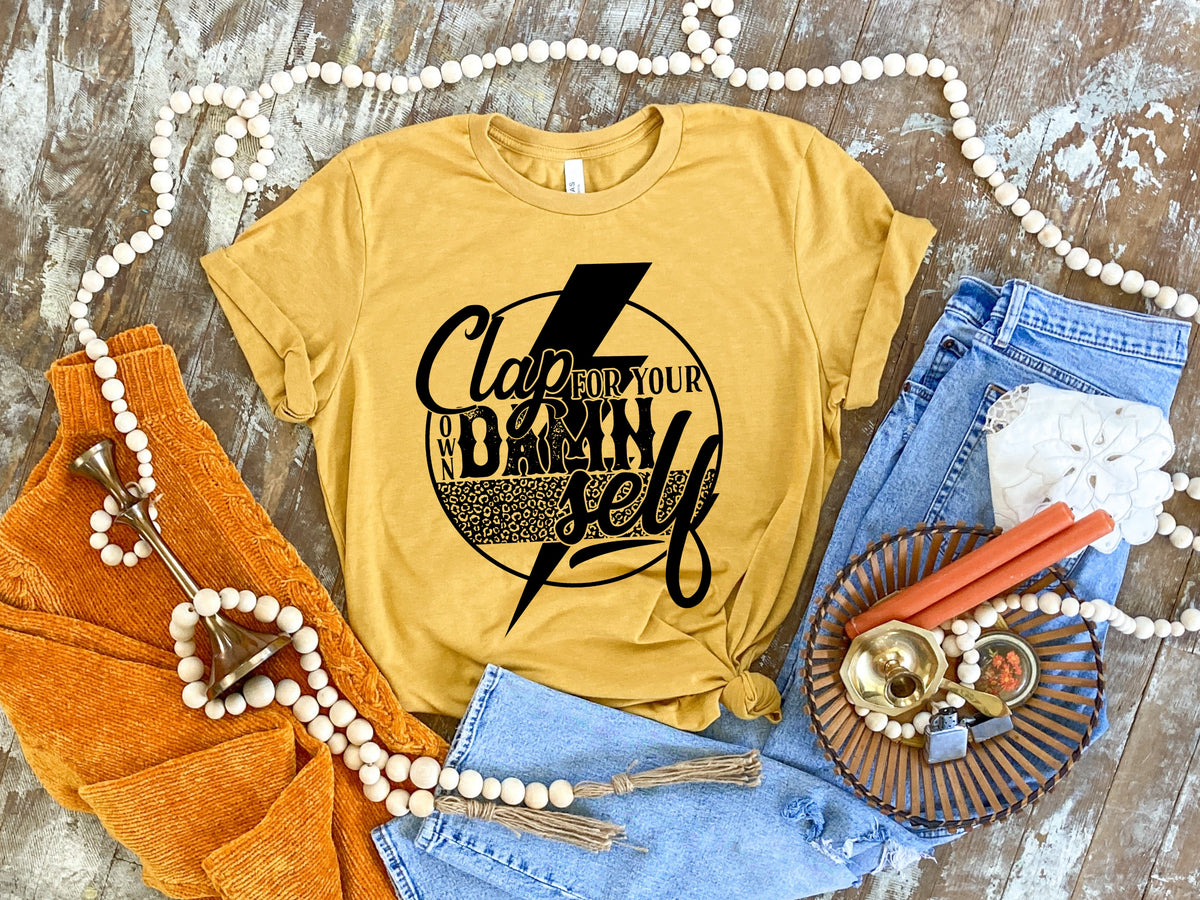 Clap for your damn self BLACK screen print transfer