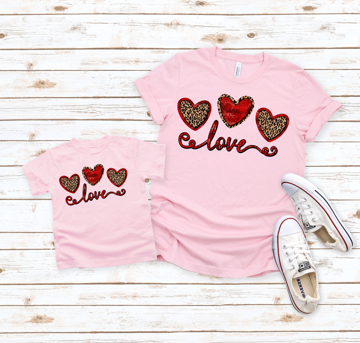 ADULT Love red/leopard hearts HIGH HEAT screen print transfer