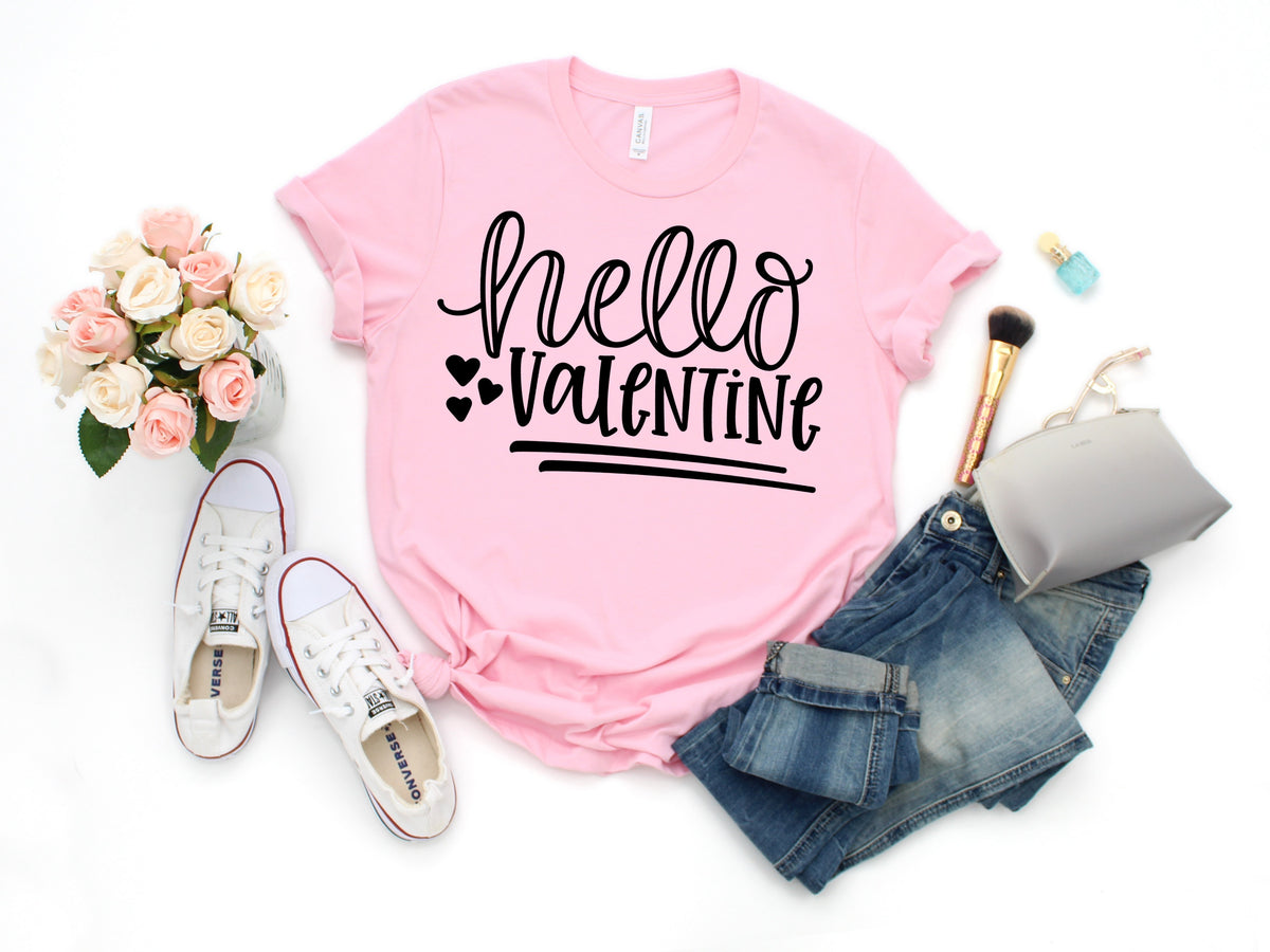 BLACK Hello Valentine "3 hearts"screen print transfer