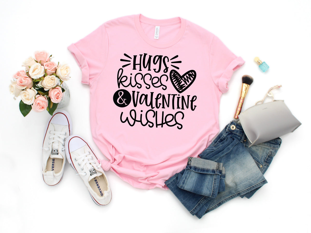 BLACK Hugs, kisses & Valentine wishes screen print transfer