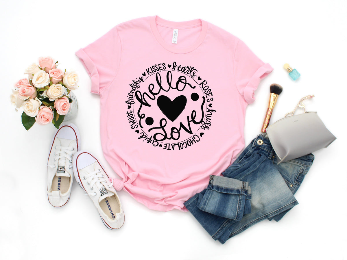 BLACK Hello love screen print transfer