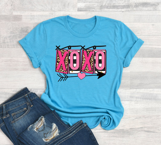 Xoxo xoxo (pink/leopard/stripes) HIGH HEAT screen print transfer