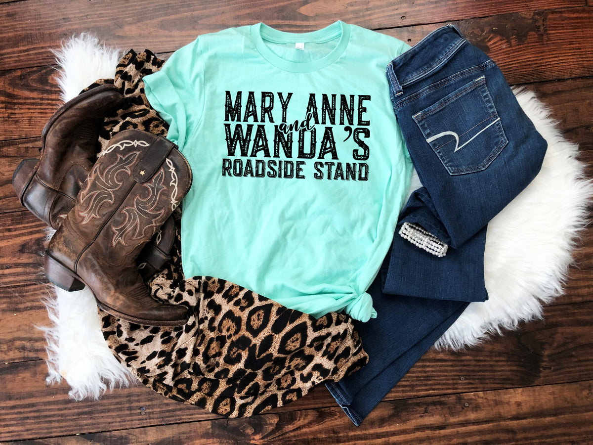 Mary Anne and Wanda's roadside stand screen print transfer