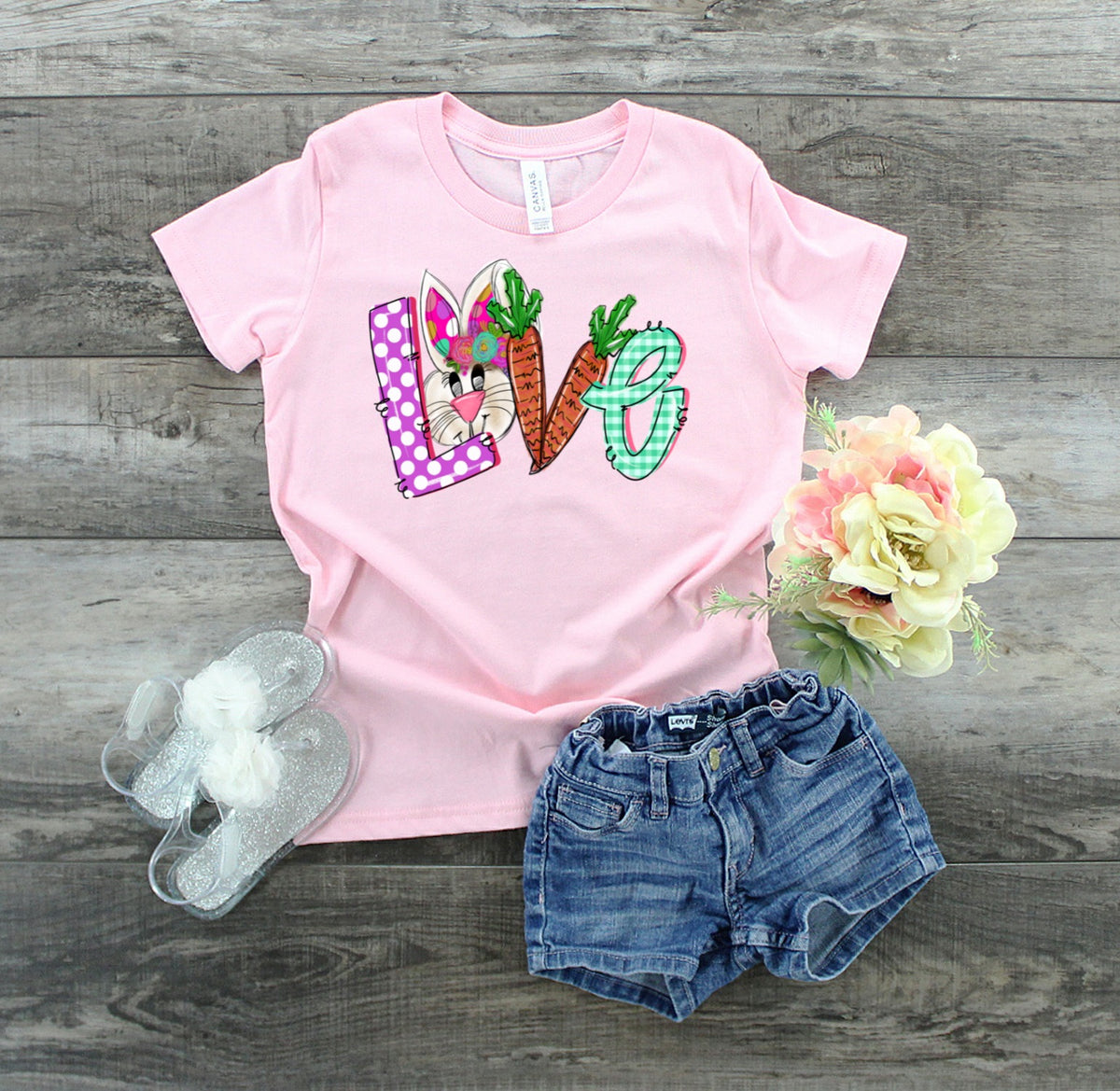 INFANT Love with Easter bunny and carrots HIGH HEAT