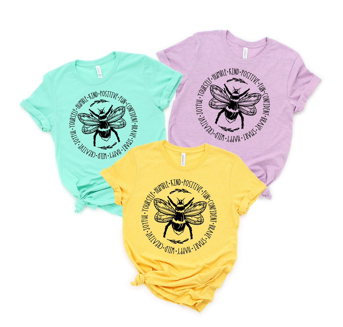 Bee humble kind positive fun ( circle) screen print transfer