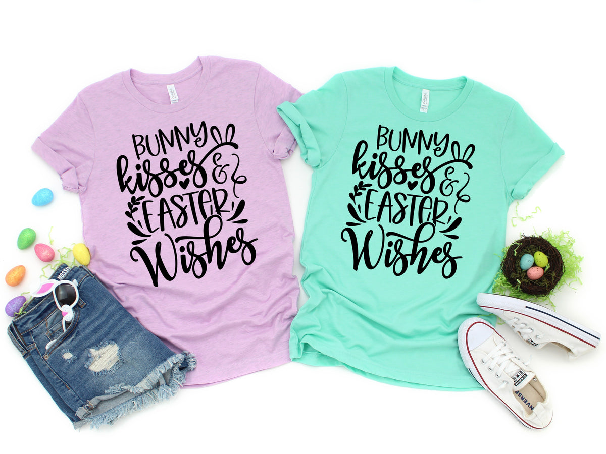 BLACK Bunny kisses & easter wishes screen print transfer