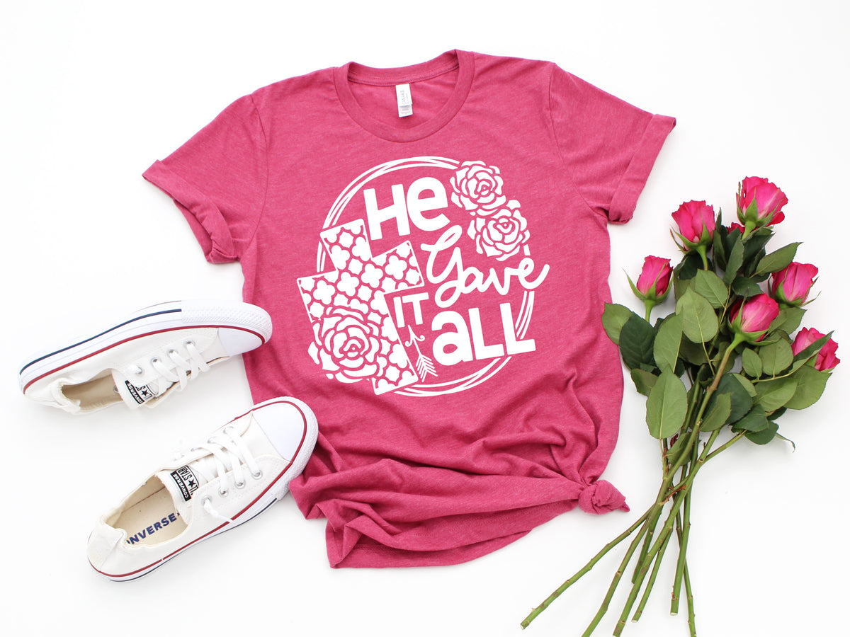 WHITE He gave it all screen print transfer