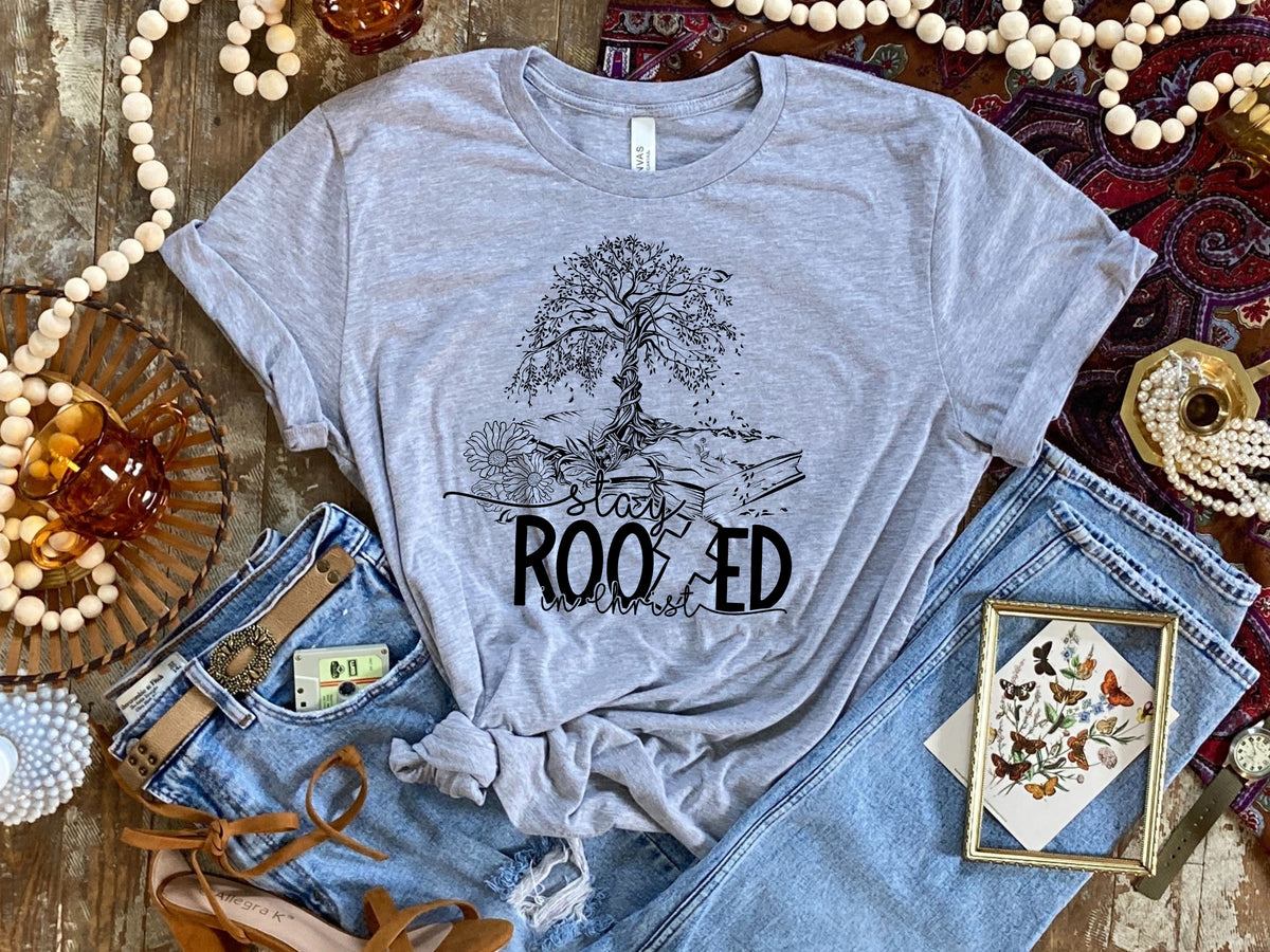Stay rooted in Christ BLACK screen print transfer