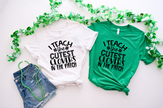 I teach the cutest clovers in the patch BLACK screen print transfer