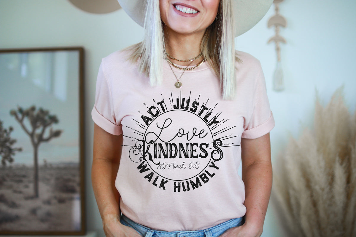 Act justly love kindness walk humbly BLACK screen print transfer⁹