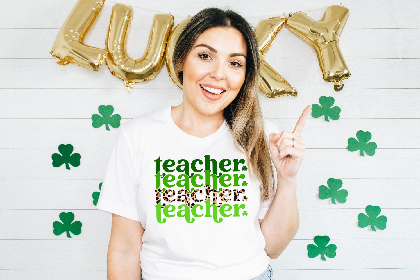 Stacked teacher ST PATRICK'S DAY HIGH HEAT screen print transfer