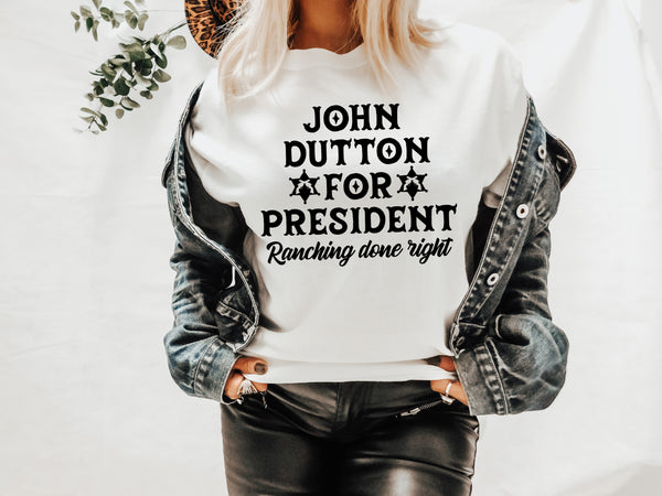 John Dutton for President YS BLACK screen print transfer