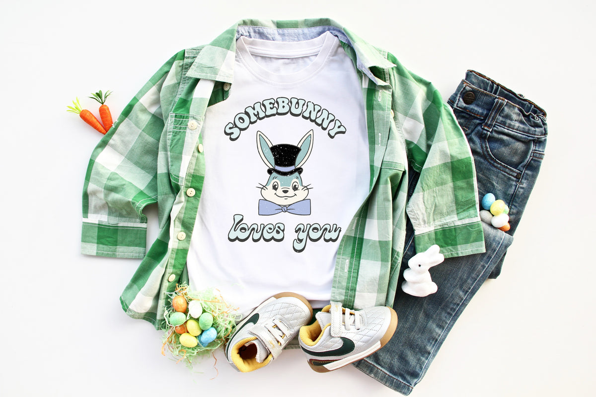 INFANT BOY Somebunny loves you HIGH HEAT screen print transfer