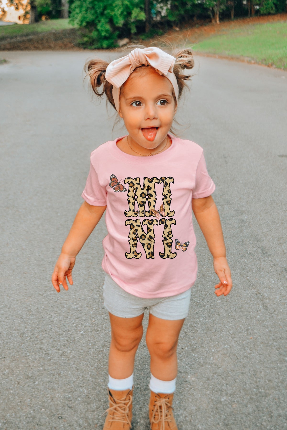 INFANT Mini with leopard and butterflies HIGH HEAT screen print transfer