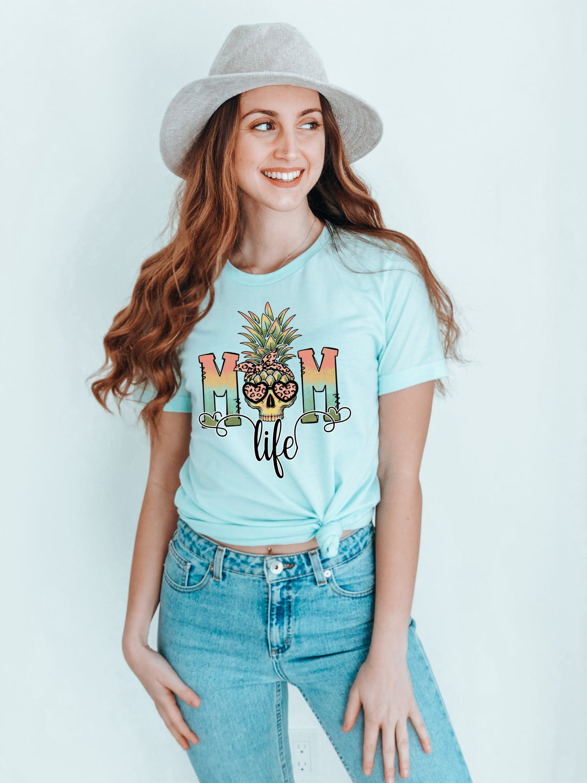 Mom life with pineapple/skull HIGH HEAT screen print transfer