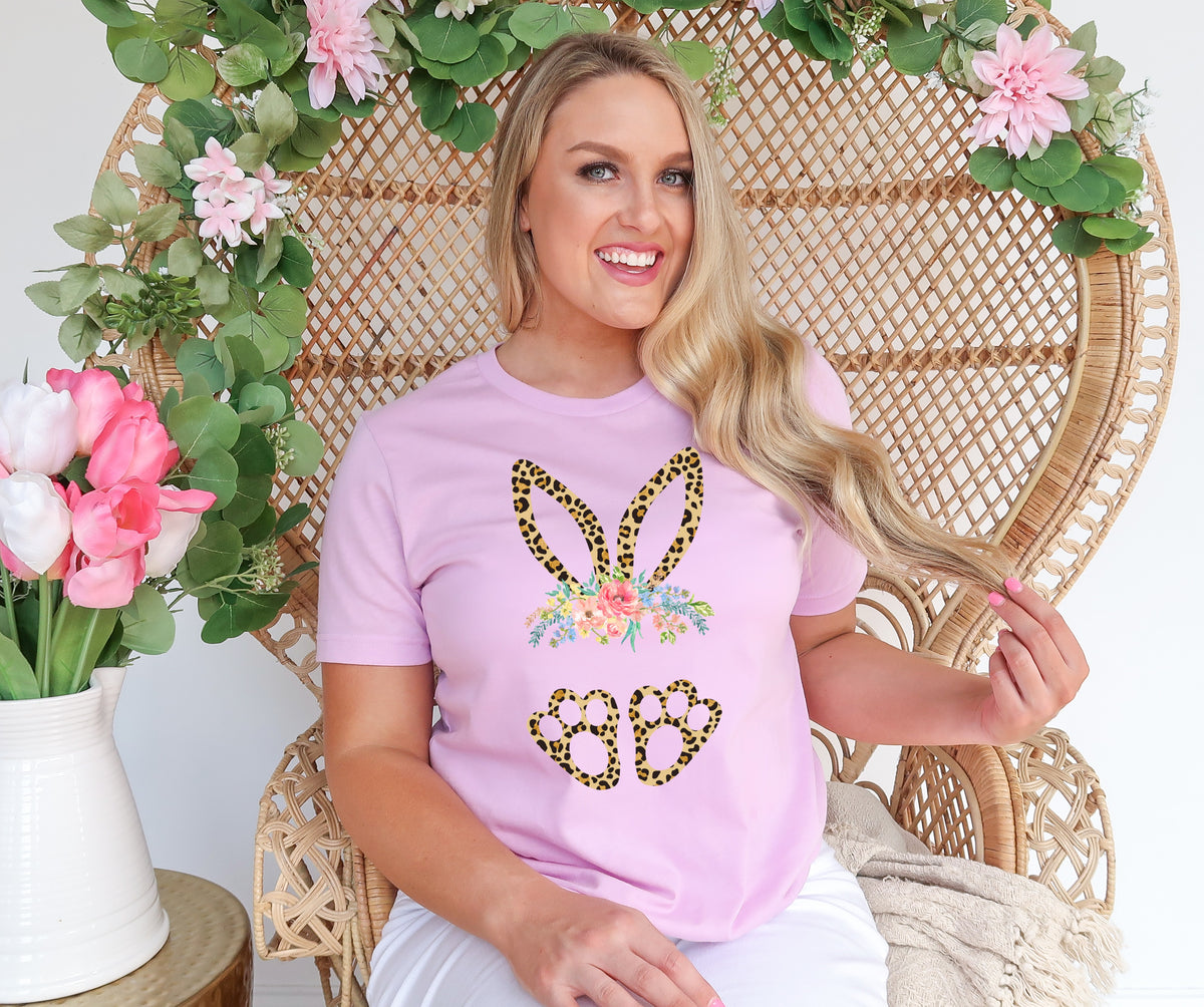 Leopard bunny with flowers to personalize yourself HIGH HEAT screen print transfer