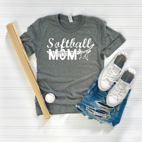 WHITE Softball mom screen print transfer