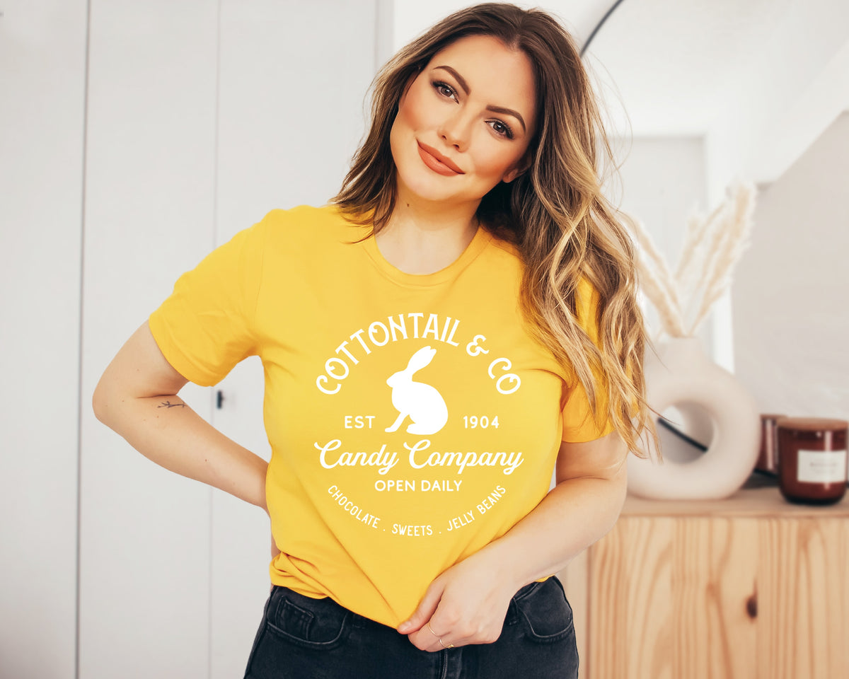 WHITE Cottontail & Co candy company screen print transfer