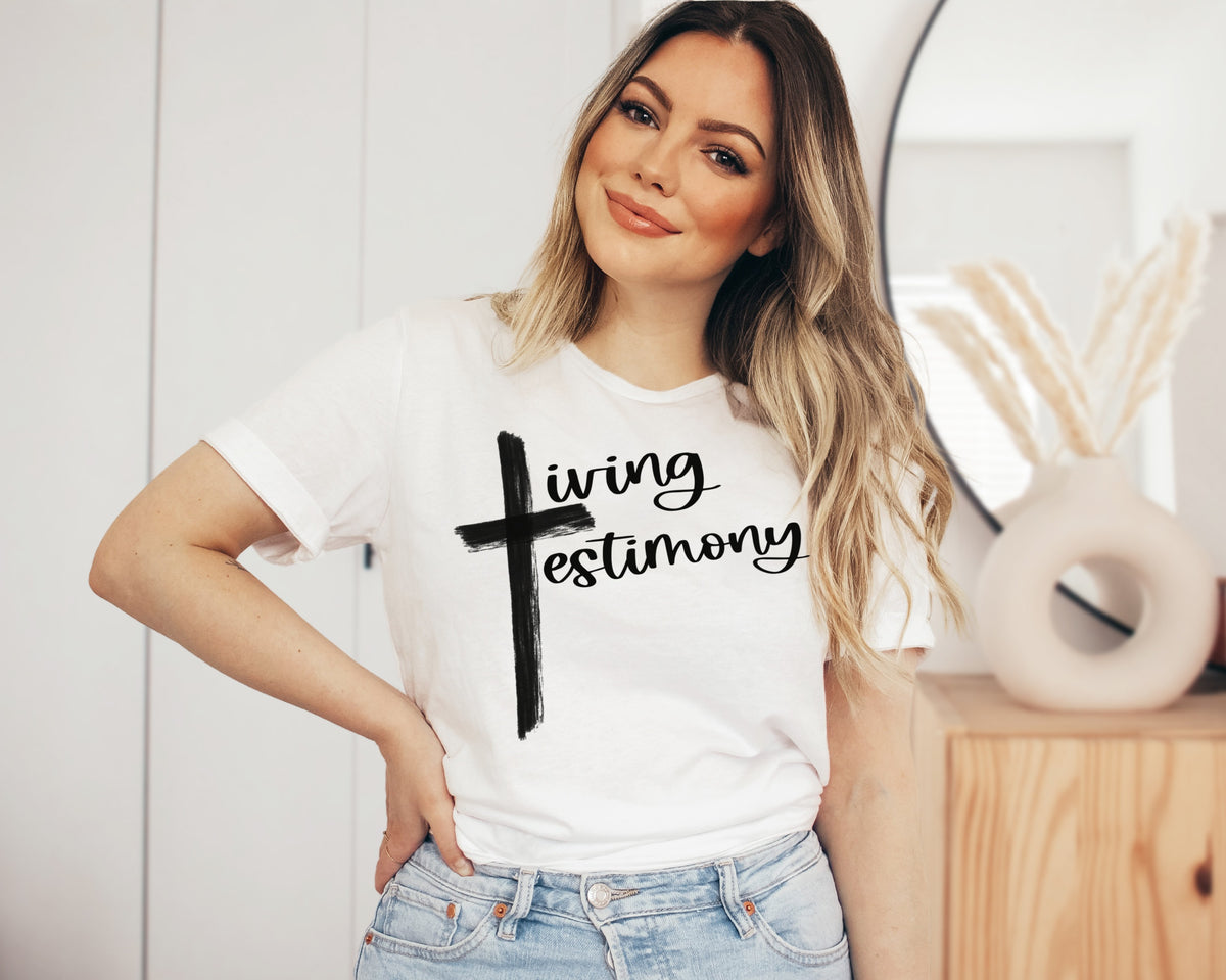 Living testimony BLACK screen print transfer