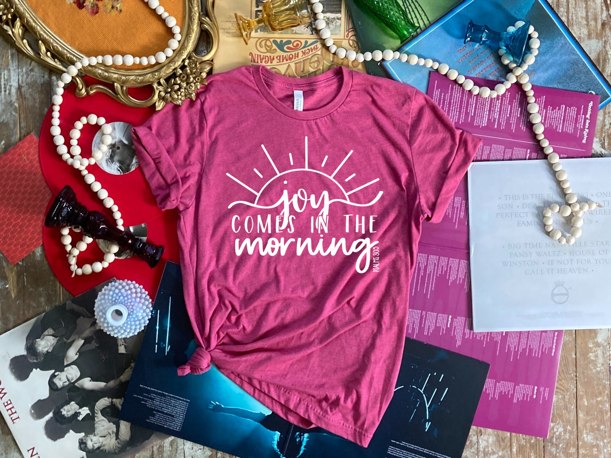 WHITE Joy comes in the morning screen prin transfer