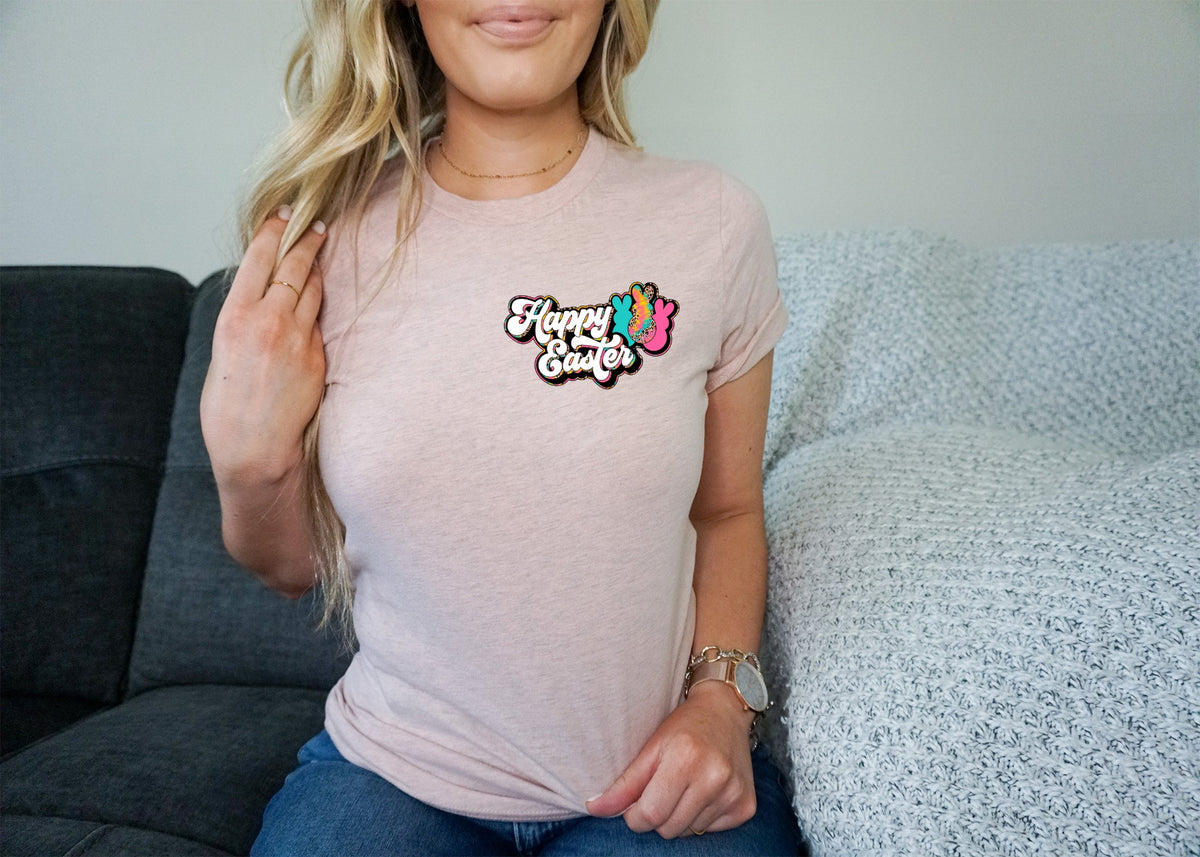 Tie dye Happy Easter pocket high heat screen print transfer