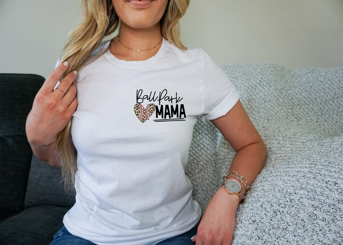 Pocket size BallPark mama (leopard heart) HIGH HEAT screen print transfer