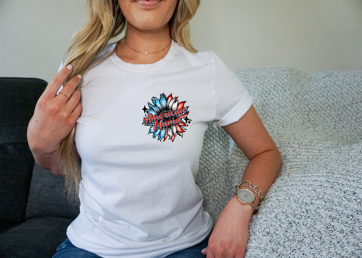 American Mama sunflower pocket HIGH HEAT screen print transfer