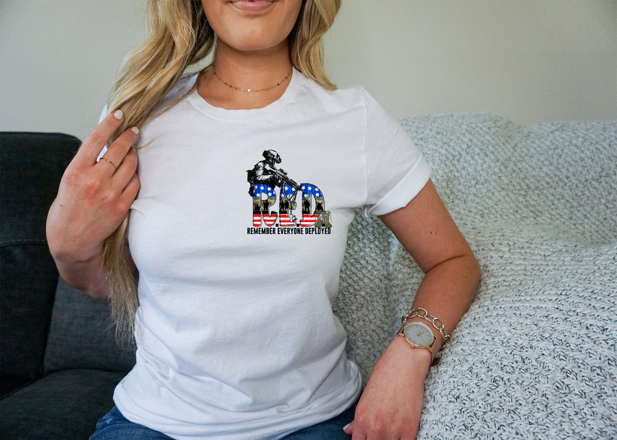 RED Remember everyone deployed WITH GUNS pocket HIGH HEAT screen print transfer