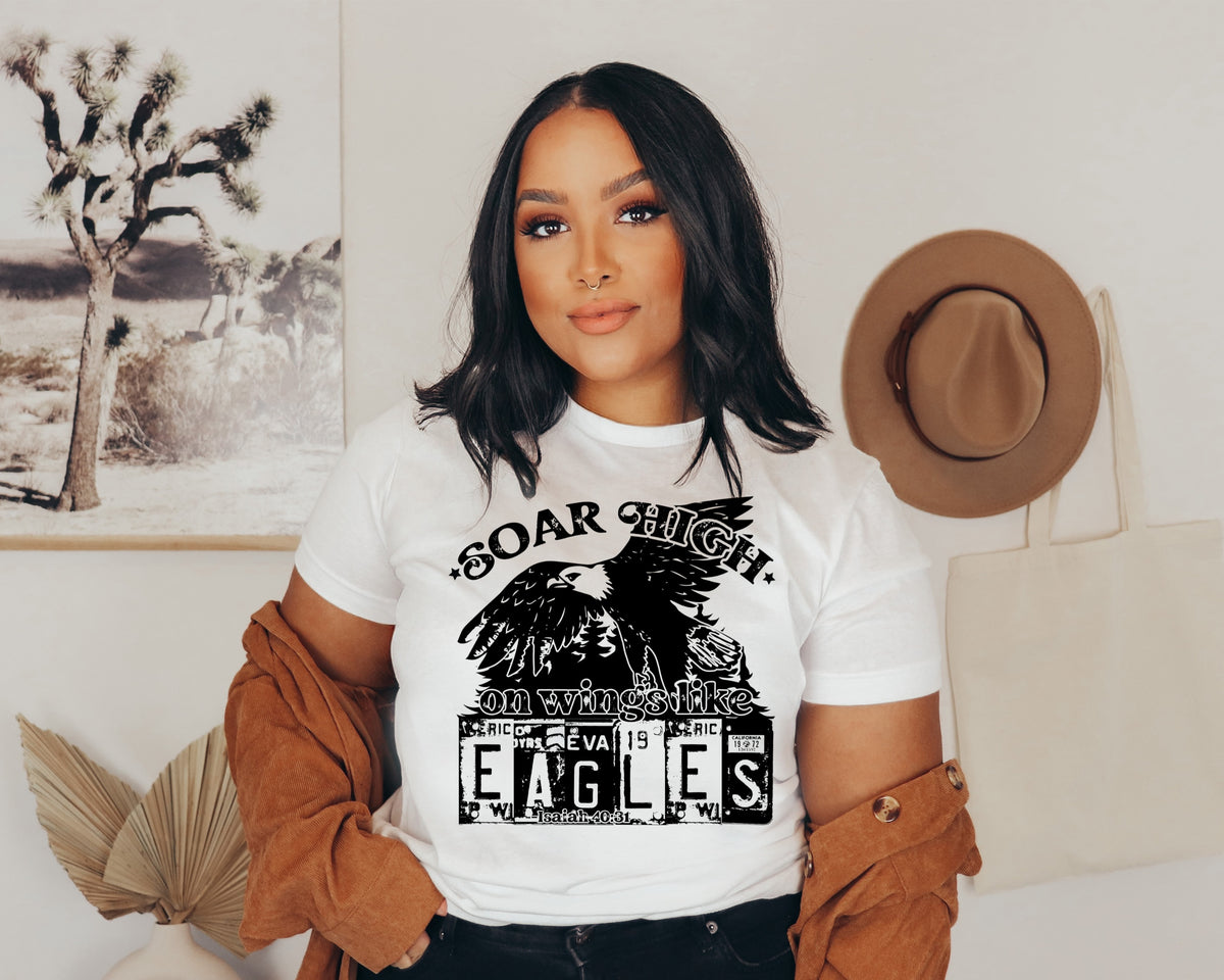 Soar high on wings like Eagles BLACK screen print transfer