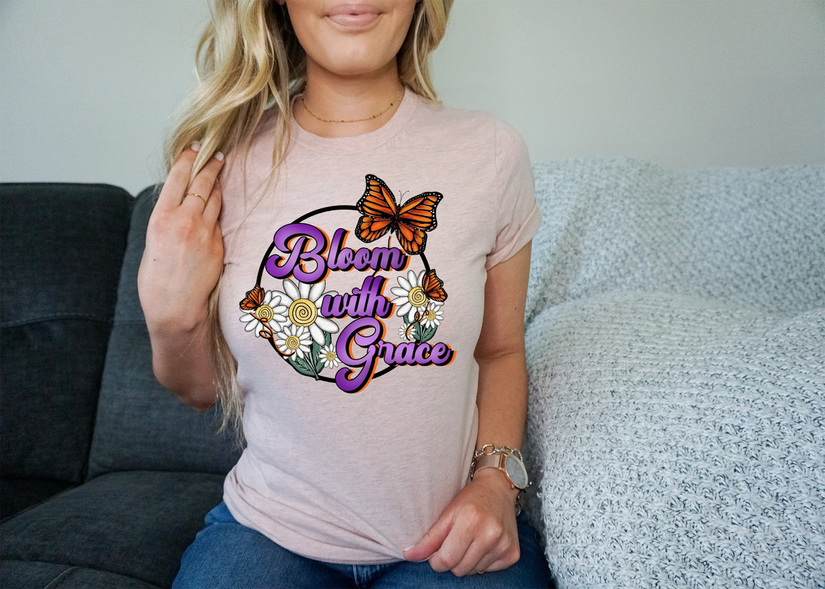 Bloom with Grace (flowers and butterflies) HIGH HEAT screen print transfer