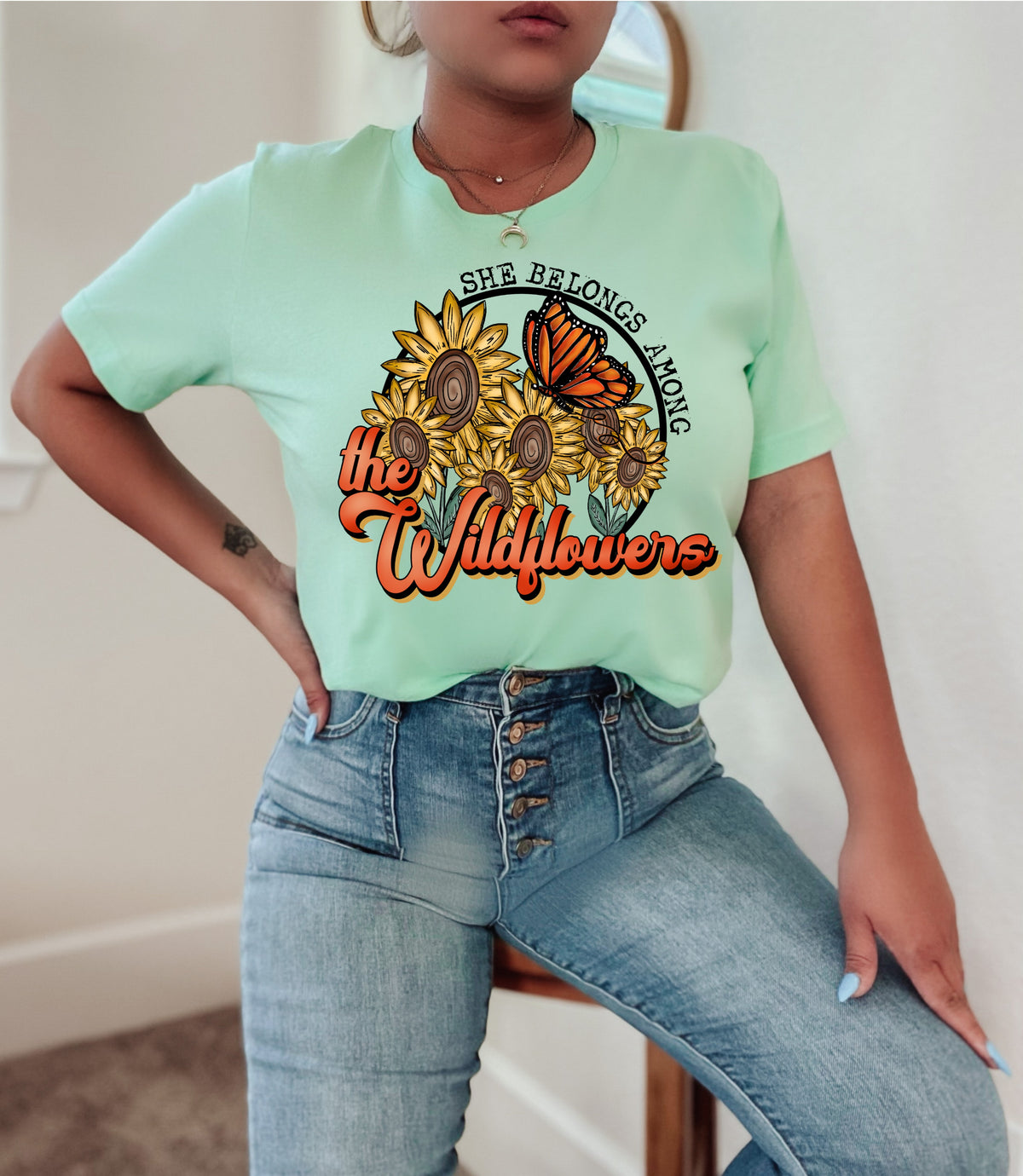 She belongs among the wildflowers HIGH HEAT screen print transfer