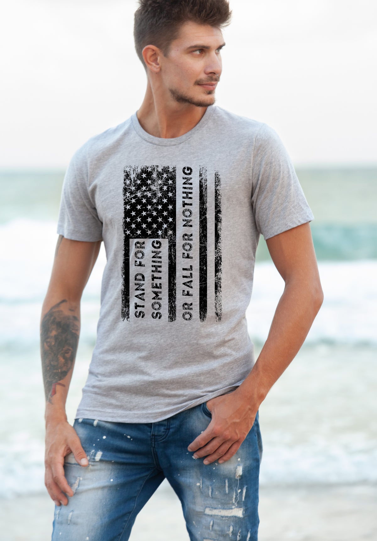 BLACK Stand for something or fall for nothing screen print transfer