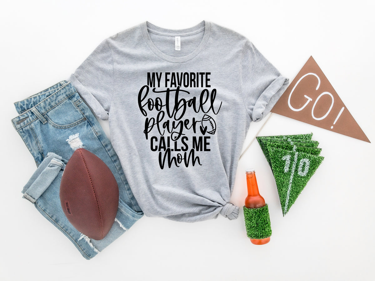 BLACK My favorite football player calls me mom screen print transfer