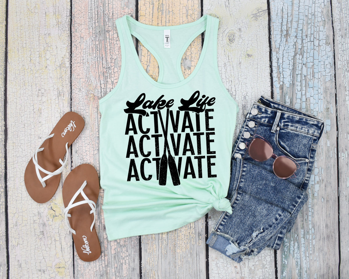 Lake life activate BLACK screen print transfer