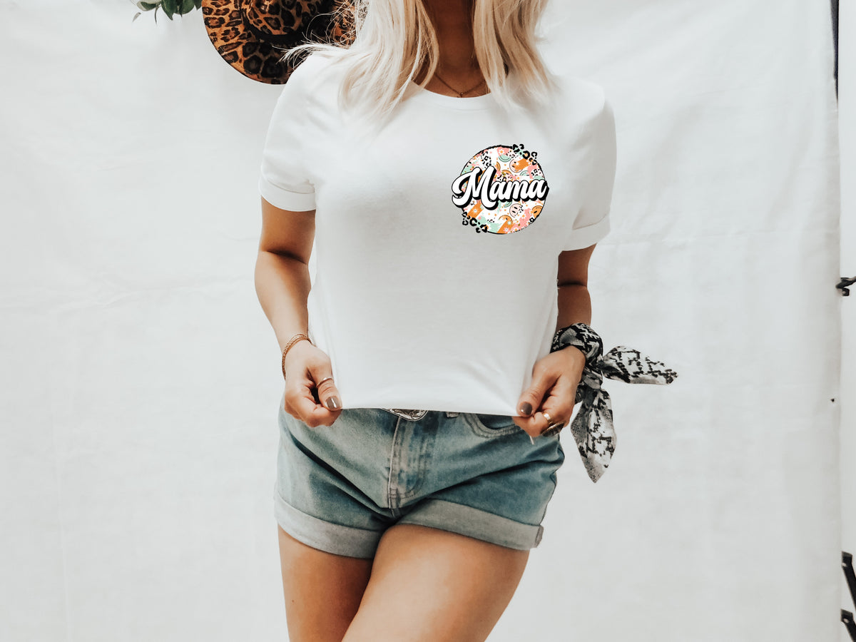 POCKET Mama happy retro  CIRCLE HIGH HEAT screen print transfer