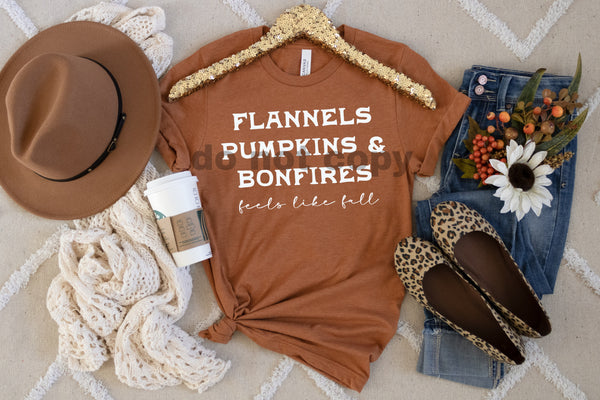 WHITE Flannels pumpkins & bonfires feels like fall screen print transfer