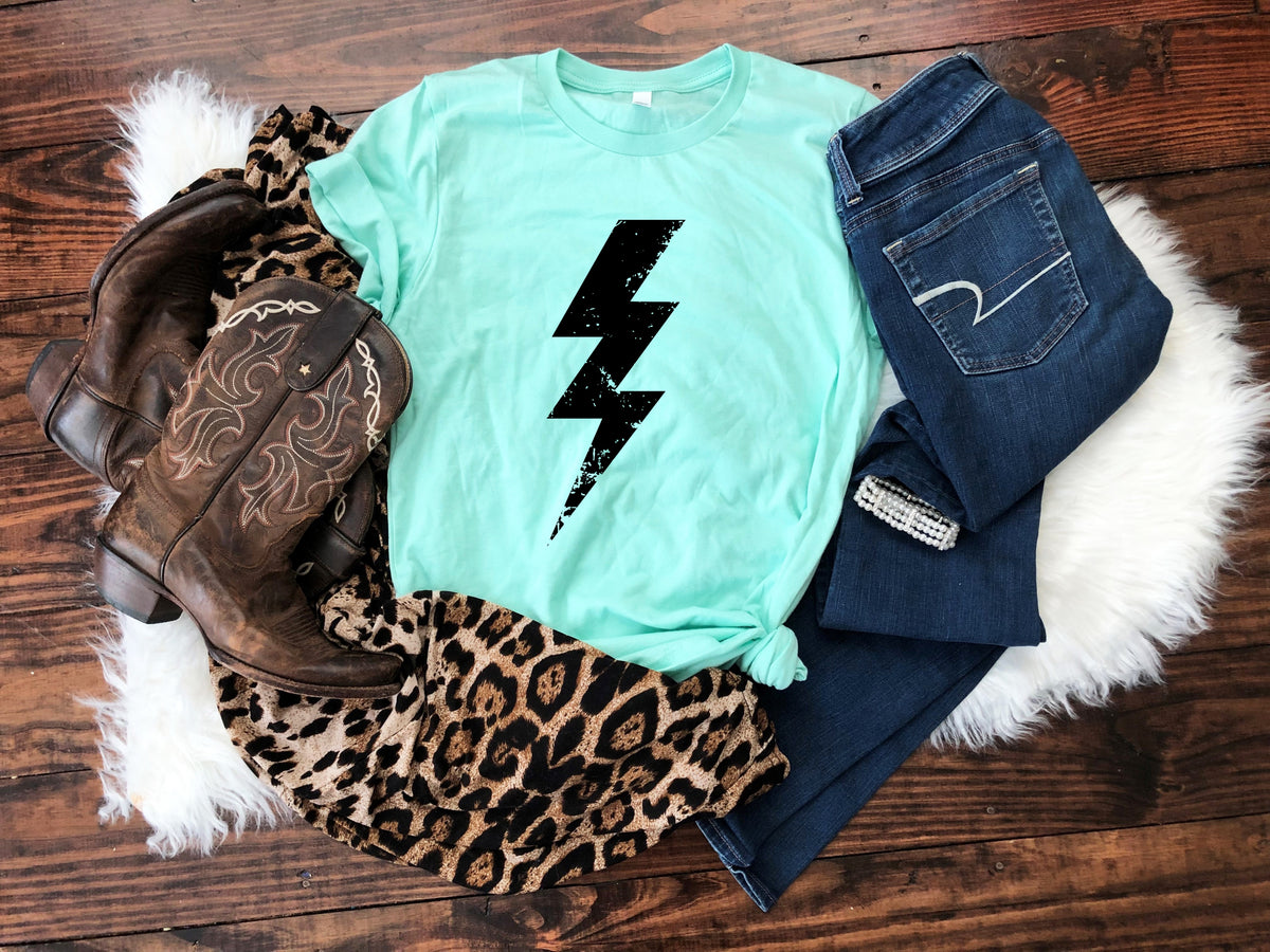 BLACK Lightning bolt screen print transfer