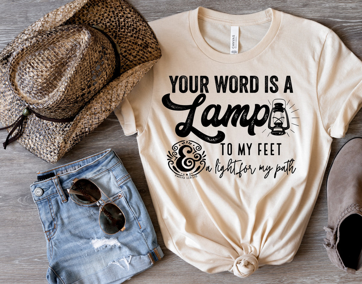 Your word is a lamp to my feet and a light for my path BLACK screen print transfer