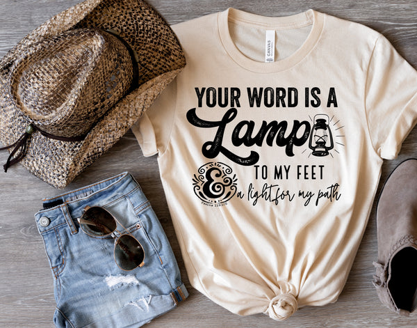 Your word is a lamp to my feer and a light for my path BLACK screen print transfer